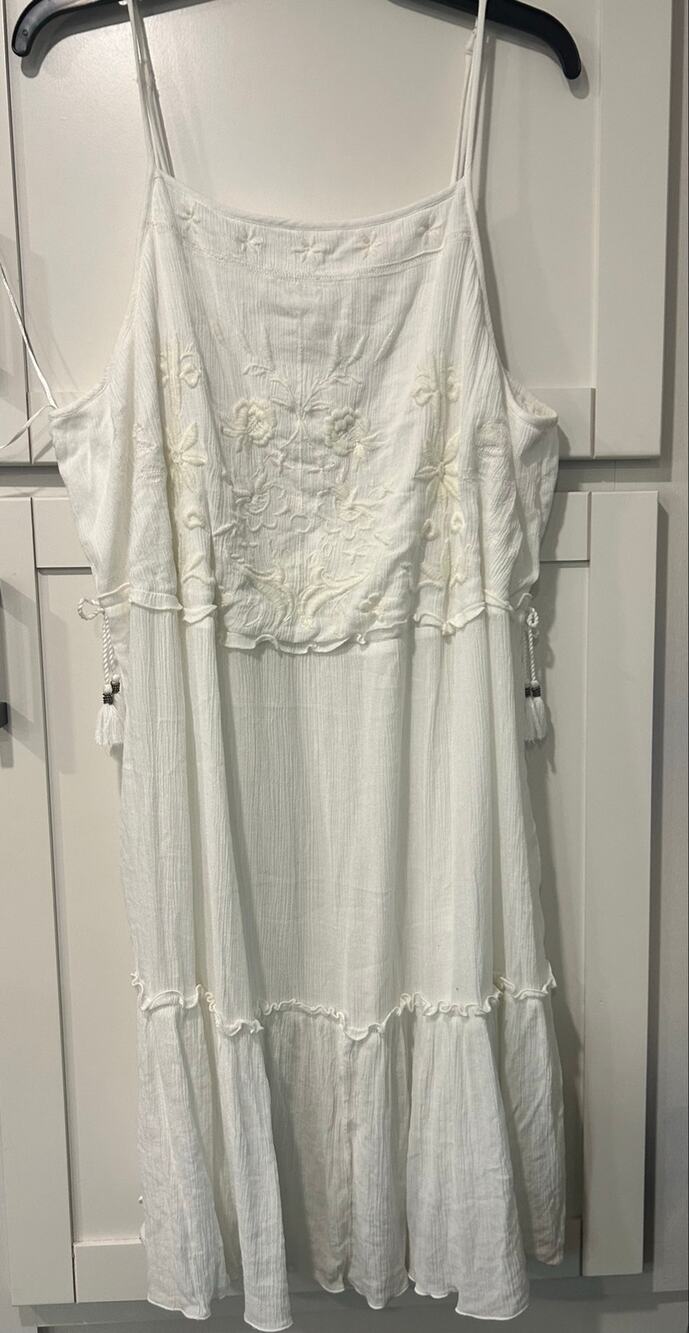 True Craft Peasant Top Dress Gauze Crochet White Boho Prairie Coquette  SZ 2X